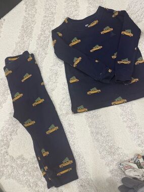 GAP Navy Pajama Set with Yellow Car Motif